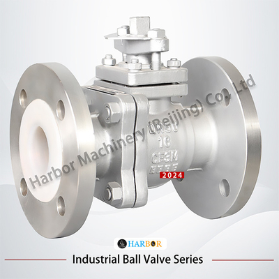 Valve à bille argentée revêtue de PTFE Q41F46-16P Résistance à la corrosion Haute fiabilité