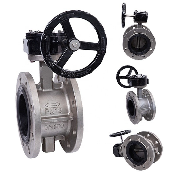 Valve à papillon de ligne moyenne en acier inoxydable D341X-16P pour DN40-300 à température normale