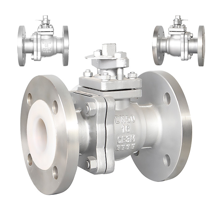 Valve à bille argentée revêtue de PTFE Q41F46-16P Résistance à la corrosion Haute fiabilité